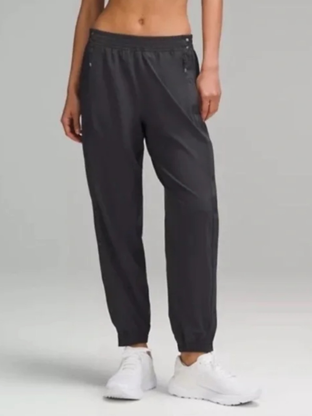 Lululemon Tear-Away Mid-Rise Track Pant Black Full Length Snaps Women’s Size 8